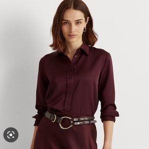 Lauren Ralph Lauren Sateen Shirt Woman Shirt Maroon